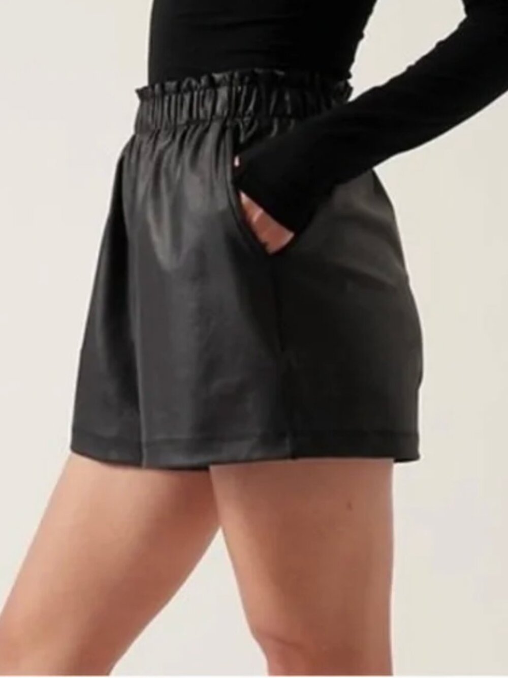 Athleta Black Metallic Gleam Short Size Large